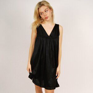 90s Slip Dress (2XL) black vintage midi nightgown plus size lingerie satin femme